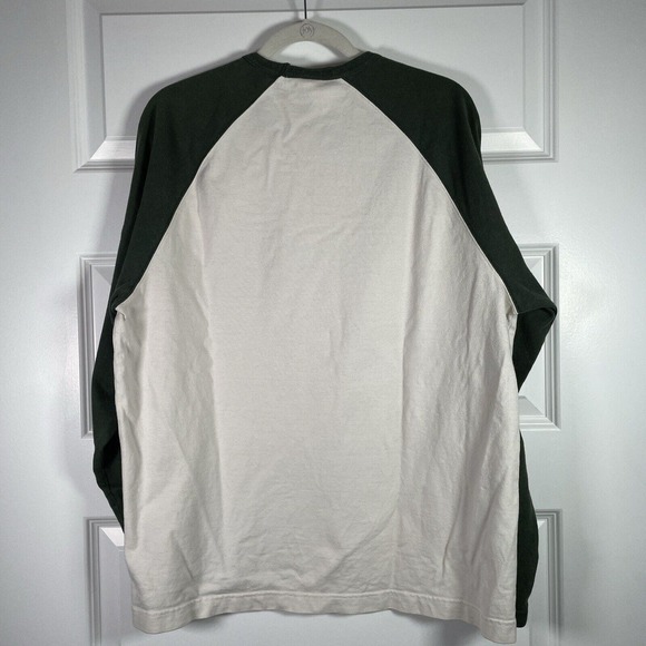 Vintage Old Navy Sweatshirt Green Cream Navy Lettering Patch L Large 2002 - Picture 4 of 8